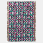 Farbenfroher Cat Sugar Skull Decke (Vorderseite Vertikal)