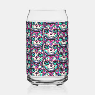 Farbenfroher Cat Sugar Skull Dosenglas