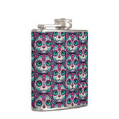 Farbenfroher Cat Sugar Skull Flachmann (Rechts)