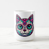Farbenfroher Cat Sugar Skull Kaffeetasse (Mittel)