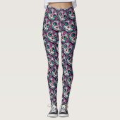 Farbenfroher Cat Sugar Skull Leggings (Vorderseite)