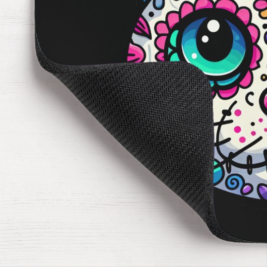 Farbenfroher Cat Sugar Skull Mousepad (Ecke)