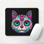 Farbenfroher Cat Sugar Skull Mousepad (Mit Mouse)