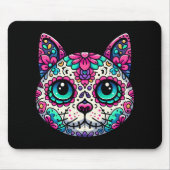 Farbenfroher Cat Sugar Skull Mousepad (Vorne)