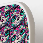 Farbenfroher Cat Sugar Skull Pickleball Schläger (Linke Seite)