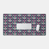 Farbenfroher Cat Sugar Skull Schreibtischunterlage (Tastatur & Maus)