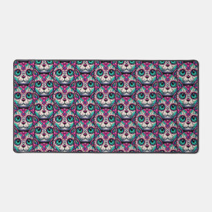 Farbenfroher Cat Sugar Skull Schreibtischunterlage