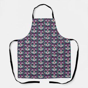 Farbenfroher Cat Sugar Skull Schürze