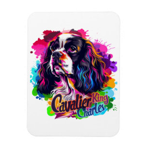 Farbenfroher Cavalier King Charles Spaniel Lebendi Magnet