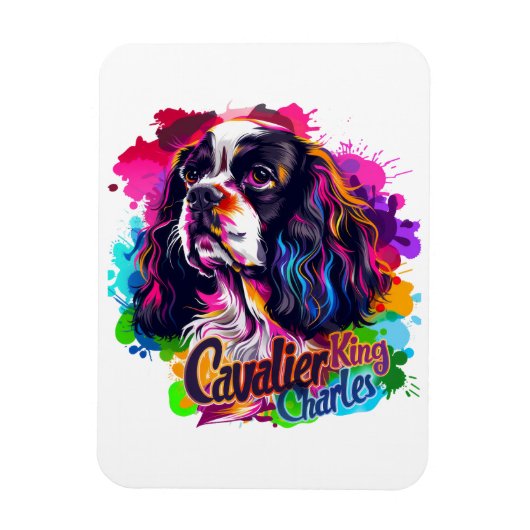 Farbenfroher Cavalier King Charles Spaniel Lebendi Magnet (Vertikal)