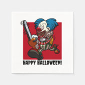 Farbenfroher Chainsaw Clown Halloween Horror Carto Serviette (Vorderseite)