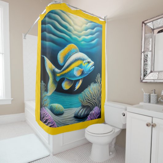 Farbenfroher Chalk Zeichnend Rifffisch Duschvorhang (Beispiel)