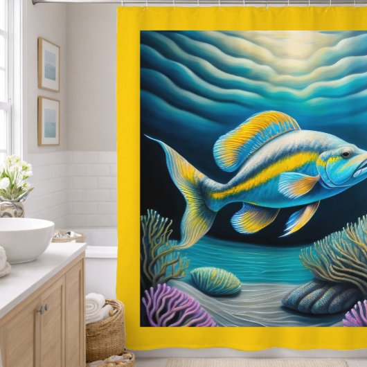 Farbenfroher Chalk Zeichnend Rifffisch Duschvorhang