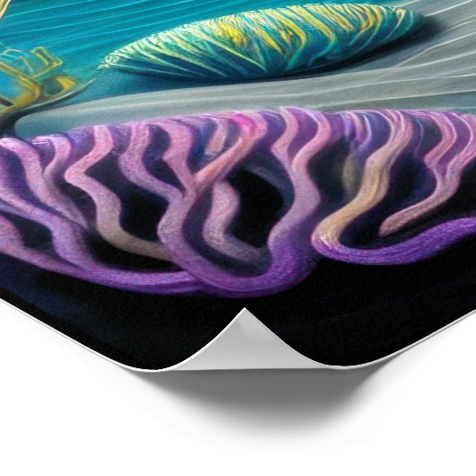 Farbenfroher Chalk Zeichnend Rifffisch II Poster (Ecke)