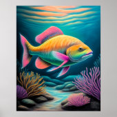 Farbenfroher Chalk Zeichnend Rifffisch Poster (Vorne)
