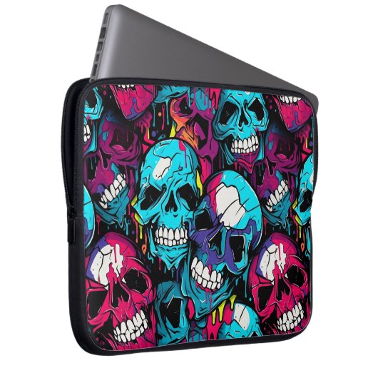Farbenfroher Chaoskull Laptopschutzhülle (Vorne Rechts)