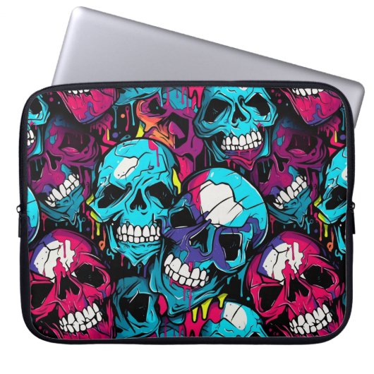 Farbenfroher Chaoskull Laptopschutzhülle (Vorderseite)
