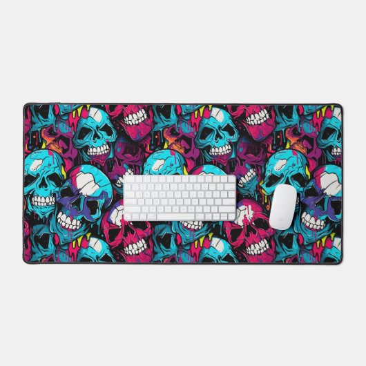 Farbenfroher Chaoskull Schreibtischunterlage (Tastatur & Maus)