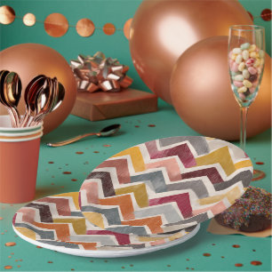 Farbenfroher Chevron Pappteller