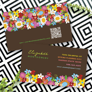 Farbenfroher Chic Fun Whimsischer Frühling Blumeng Visitenkarte