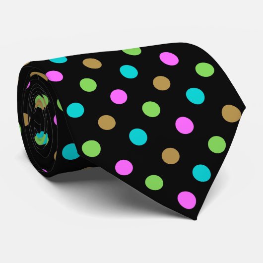 Farbenfroher Chic Polka Dots Classic Black Krawatte (Gerollt)