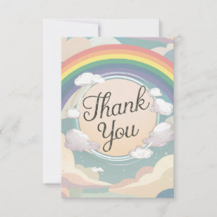 Farbenfroher Chic Regenbogen und Wolken Dankeskarte