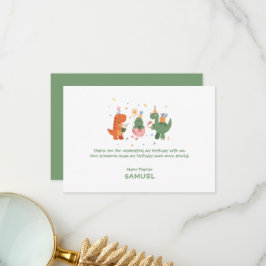 Farbenfroher Childish Dinosaurier-Kindergeburtstag Dankeskarte