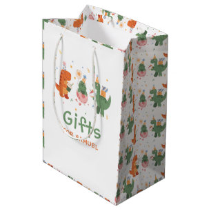 Farbenfroher Childish Dinosaurier-Kindergeburtstag Mittlere Geschenktüte