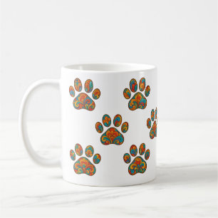 Farbenfroher, chinesisch inspirierter Pfotenabdruc Kaffeetasse