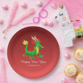 Farbenfroher chinesischer Drache Pappteller (Party)
