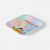 Farbenfroher Clown Hamantash Happy Purim Pappteller (Gewinkelt)