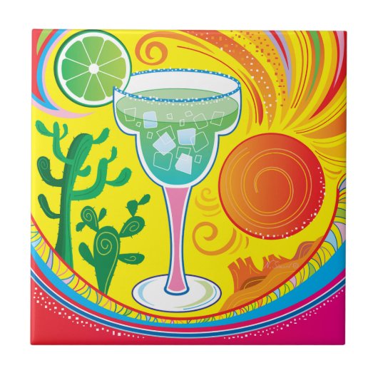 Farbenfroher Cocktail Fliese (Vorderseite)