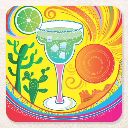 Farbenfroher Cocktail Rechteckiger Pappuntersetzer (Vorderseite)