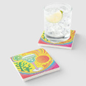 Farbenfroher Cocktail Steinuntersetzer (Seitenansicht)