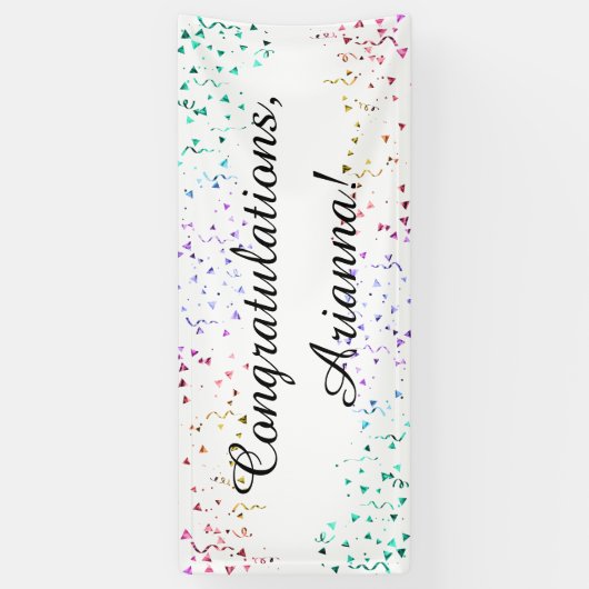 Farbenfroher Confetti auf Weiß Herzlichen Glückwun Banner (Vertikal)