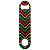 Farbenfroher cooler Chevron auf schwarzem Monogram Speed Flaschenöffner (Rückseite)