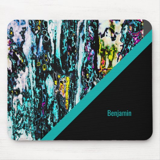 farbenfroher + cooler schwarz-schicker Marmor Mousepad (Vorne)