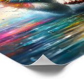 Farbenfroher Corgi Rainbow Spritzer Personalizable Poster (Ecke)