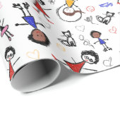 Farbenfroher Crayon Zeichnend Geschenkpapier (Rolleneckpunkt)