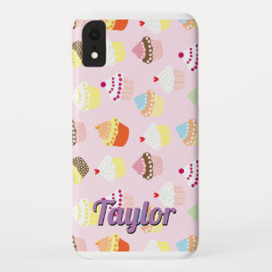 Farbenfroher Cupcake Background Individuelle Name Case-Mate iPhone Hülle
