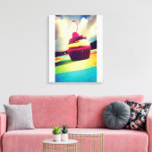 Farbenfroher Cupcake mit Cherry oben Leinwanddruck (Insitu (Wohnzimmer))