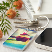 Farbenfroher Cupcake mit Cherry oben Schlüsselanhänger (Vorderseite rechts)