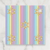 Farbenfroher Davidstern Regenbogenstreifen Geschenkanhänger (Rückseite)