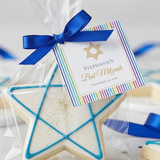 Farbenfroher Davidstern Regenbogenstreifen Geschenkanhänger