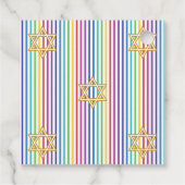 Farbenfroher Davidstern Regenbogenstreifen Geschenkanhänger (Rückseite)