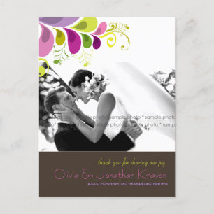 Farbenfroher Deko der Blumen Verließ Foto Hochzeit Postkarte