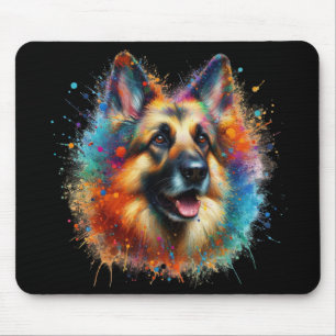 Farbenfroher Deutscher Schäferhund Farbspritzer Mousepad
