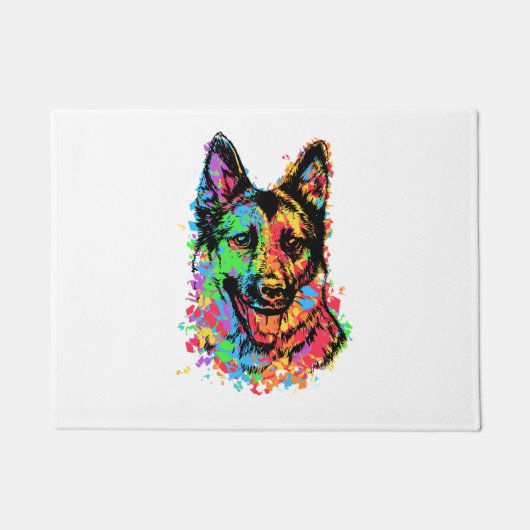 Farbenfroher Deutscher Schäferhund Fußmatte (Vorderseite)