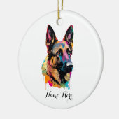 Farbenfroher Deutscher Schäferhund Keramik Ornament (Links)