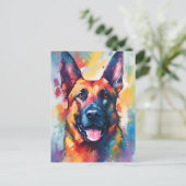 Farbenfroher Deutscher Schäferhund Postkarte (Stehend Vorderseite)